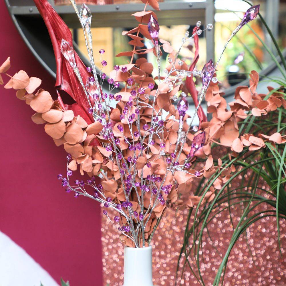 Branche de Fleurs «Cristal» en verre violet 90cm Chemin de campagne - Imagen 4