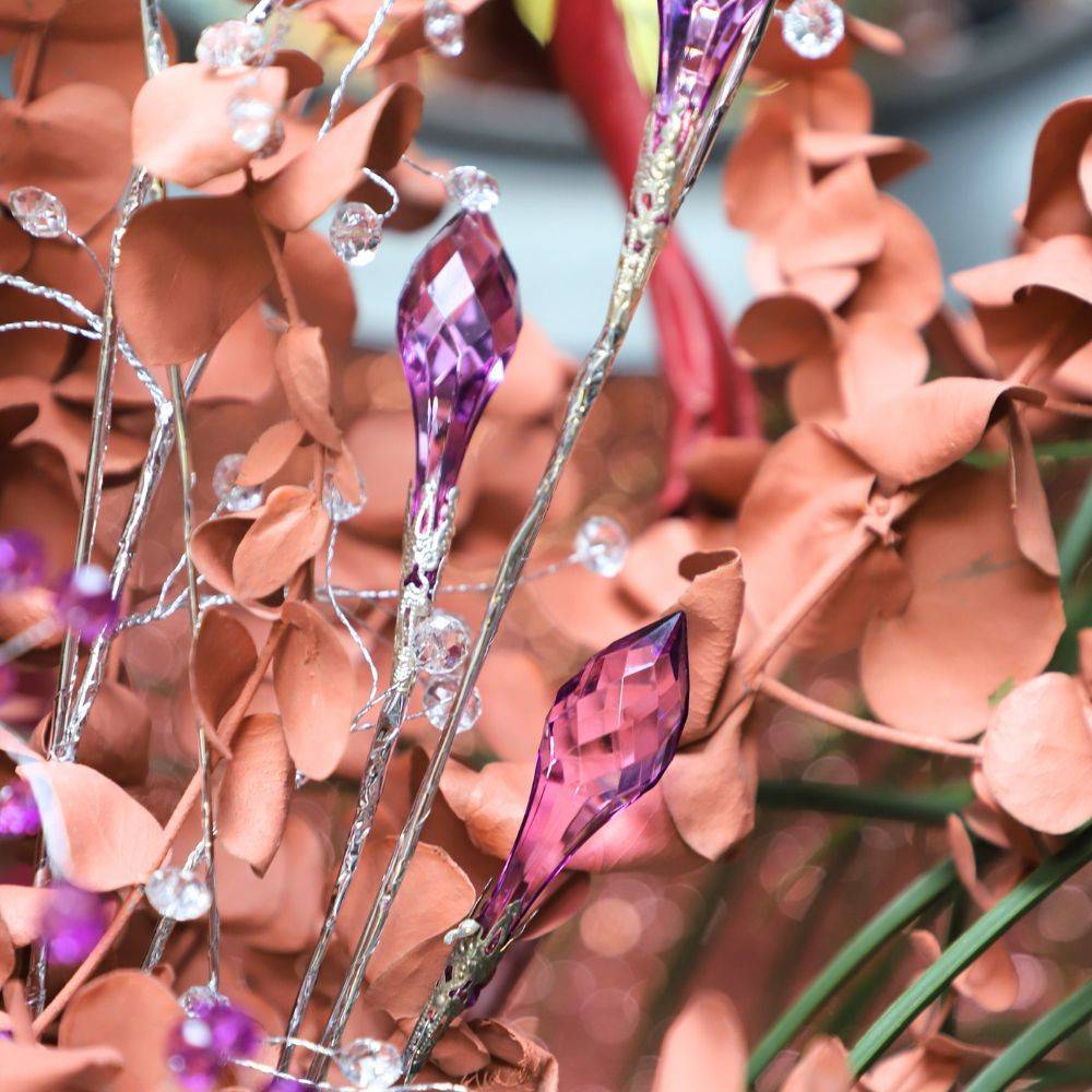Branche de Fleurs «Cristal» en verre violet 90cm Chemin de campagne - Imagen 2