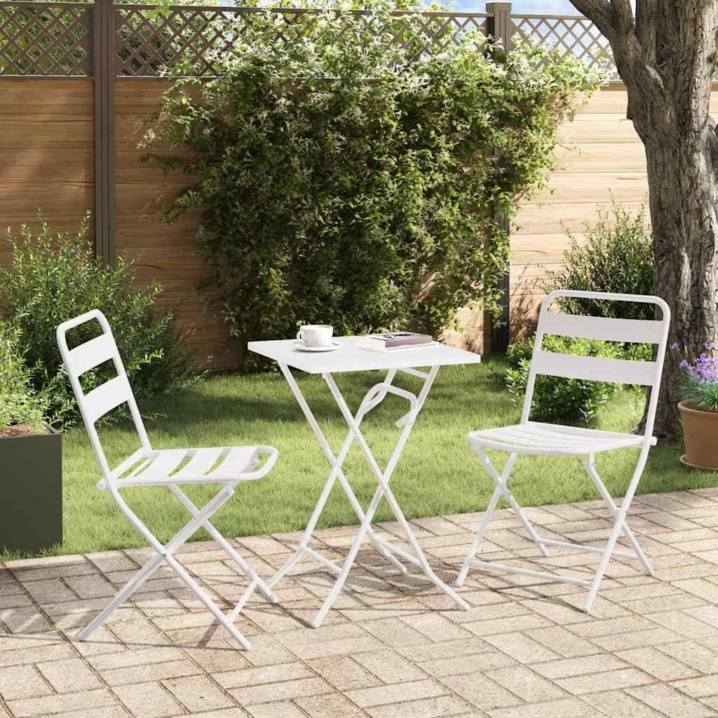 Vidaxl - Ensemble bistro de jardin 3 pcs-Salons de jardin Blanc Acier 249638 - Image 4