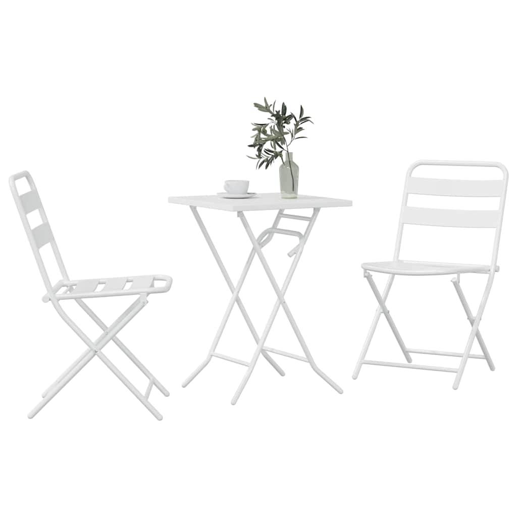 Vidaxl - Ensemble bistro de jardin 3 pcs-Salons de jardin Blanc Acier 249638 - Image 3