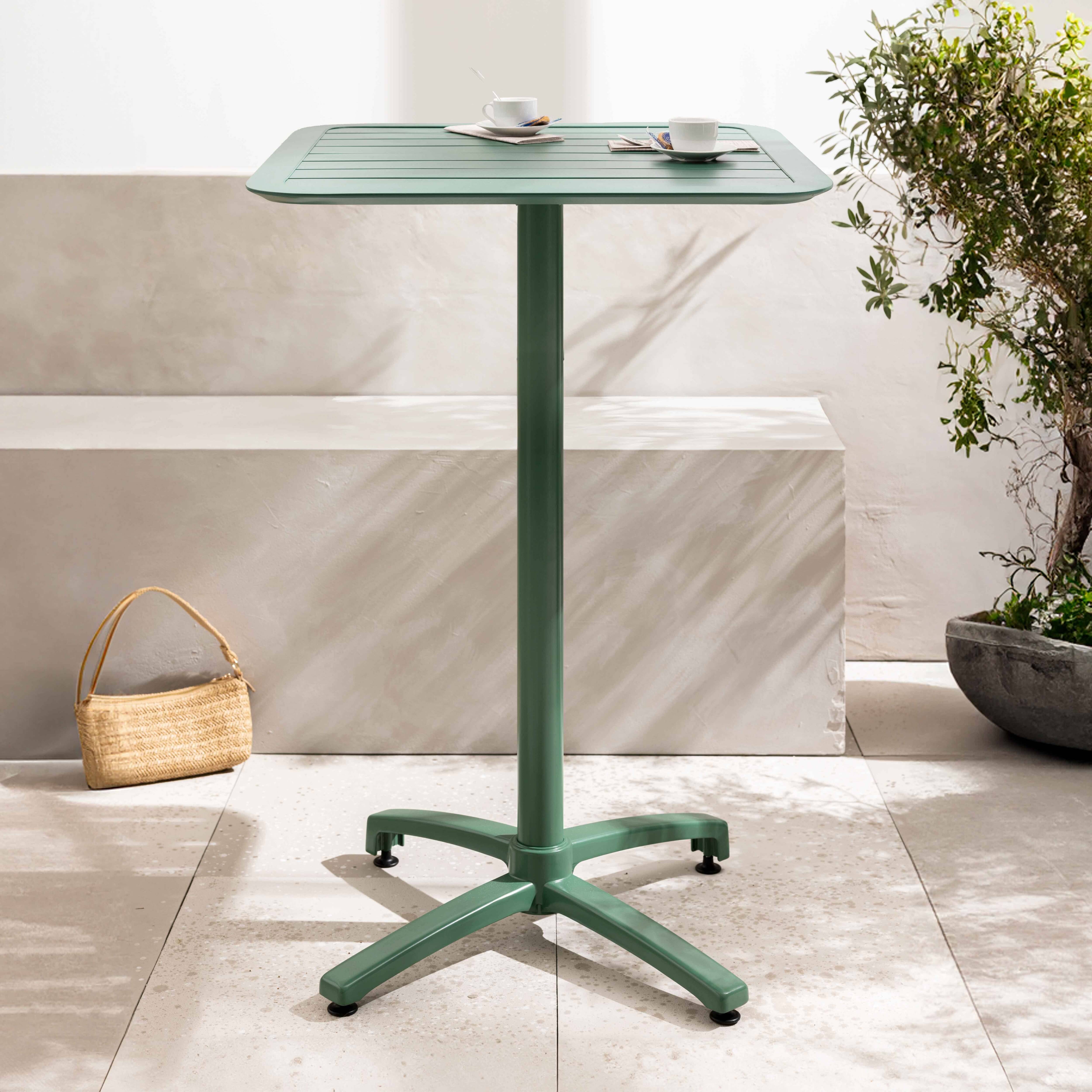 Oviala - Table haute 60x60 cm inclinable de terrasse en aluminium vert foncé Almada - Oviala - Imagen 2