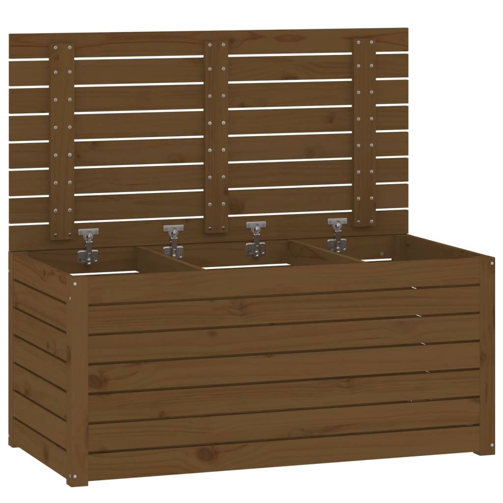 Helloshop26 - Boîte coffre de jardin 101 x 50,5 x 46,5 cm bois massif de pin marron miel - Imagen 1