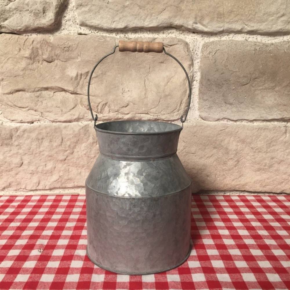 Chemin De Campagne - Pot à lait ancien décoratif extérieur jardin zinc gris Ø18 x 21 cm Chemin de campagne - Imagen 4