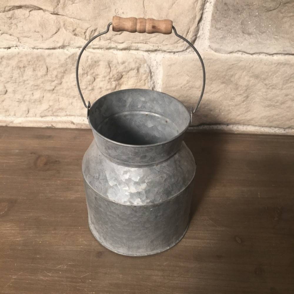 Chemin De Campagne - Pot à lait ancien décoratif extérieur jardin zinc gris Ø18 x 21 cm Chemin de campagne - Imagen 2