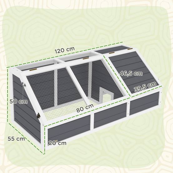 Enclos pour tortue bois gris 120 x 55 x 50 cm - PANGIVO - Image 5