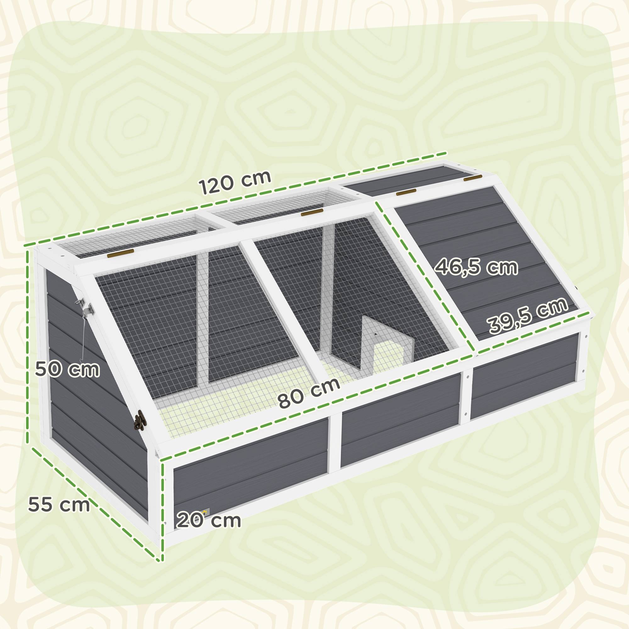 Enclos pour tortue bois gris 120 x 55 x 50 cm - PANGIVO - Image 5