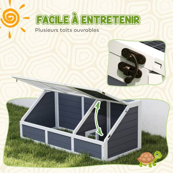 Enclos pour tortue bois gris 120 x 55 x 50 cm - PANGIVO - Image 9