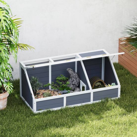 Enclos pour tortue bois gris 120 x 55 x 50 cm - PANGIVO - Image 3