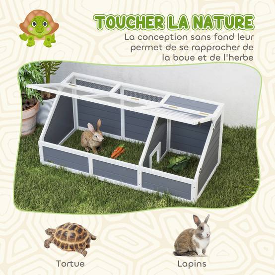 Enclos pour tortue bois gris 120 x 55 x 50 cm - PANGIVO - Image 7