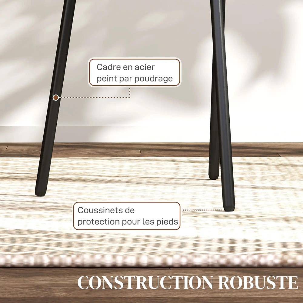 KOMHTOM - Lot de 2 chaises salle à manger chaises de cuisine dossier en rotin tissu respirant cadre acier 44 x 54 x 87 cm gris - Image 3