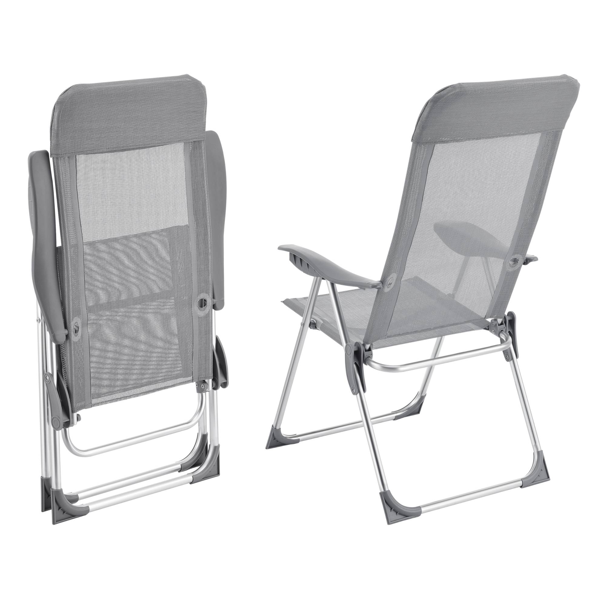 Lot de 2 Chaises de Jardin Errenteria  avec Accoudoirs Dossier Inclinable Gris Clair [en.casa] - Imagen 6