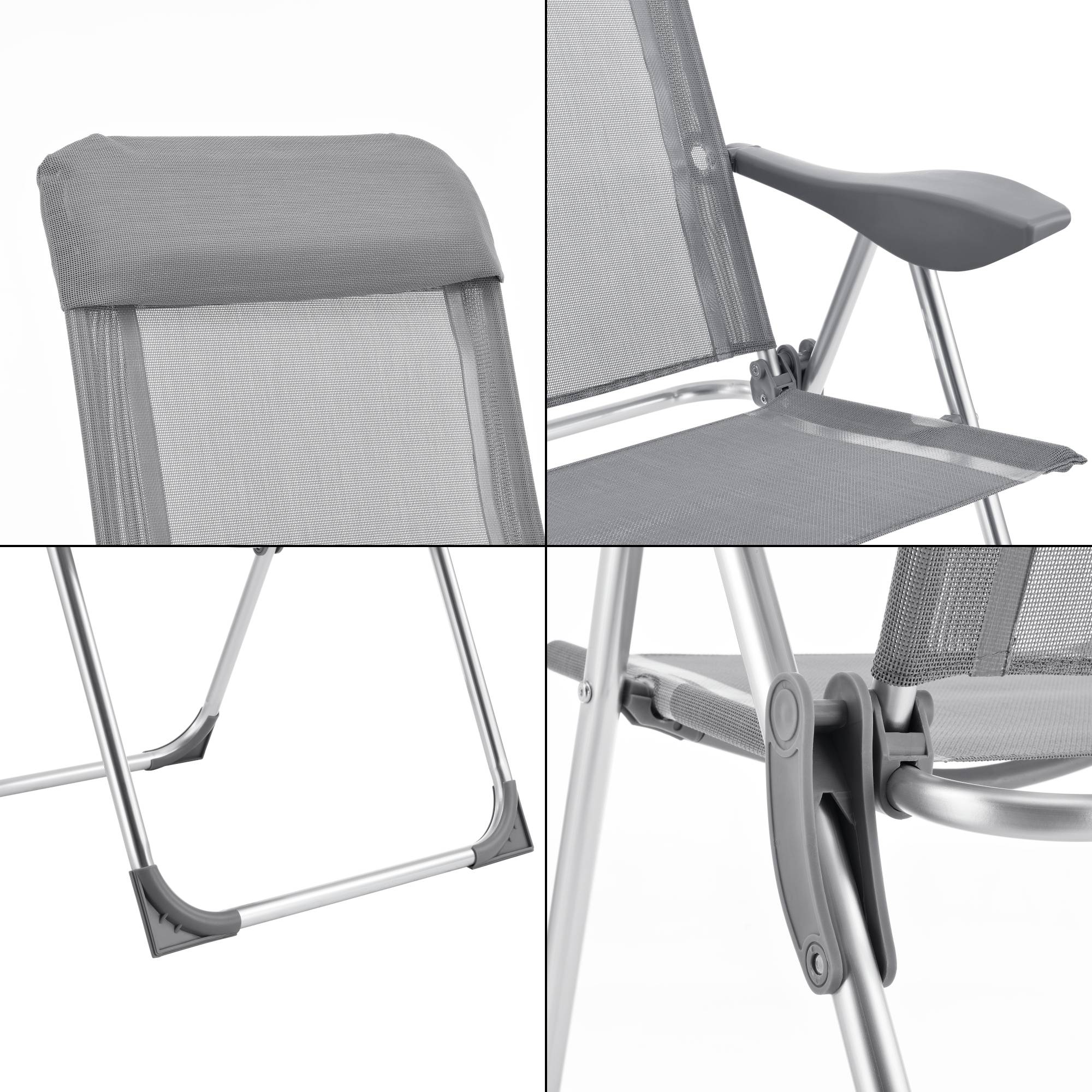 Lot de 2 Chaises de Jardin Errenteria  avec Accoudoirs Dossier Inclinable Gris Clair [en.casa] - Imagen 7