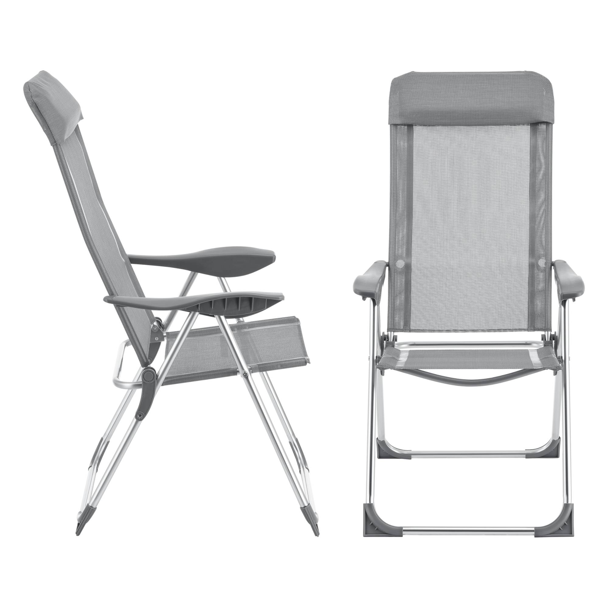 Lot de 2 Chaises de Jardin Errenteria  avec Accoudoirs Dossier Inclinable Gris Clair [en.casa] - Imagen 1