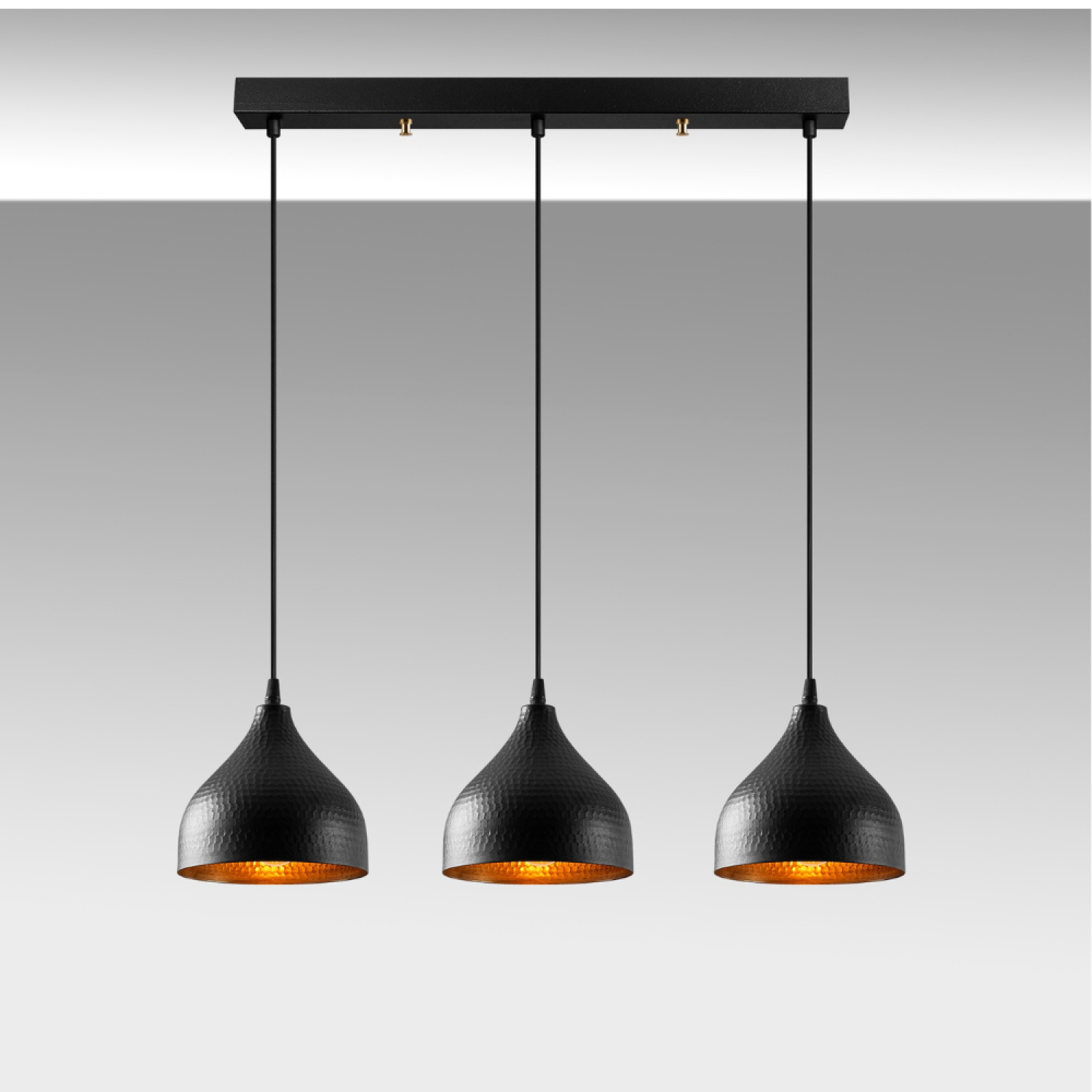 Concept Usine - Suspension en métal noir 3 ampoules LOUISE - Image 3