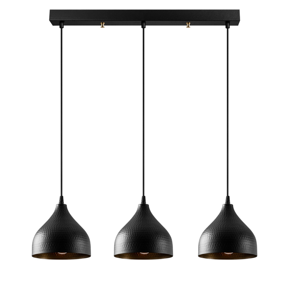 Concept Usine - Suspension en métal noir 3 ampoules LOUISE - Image 1