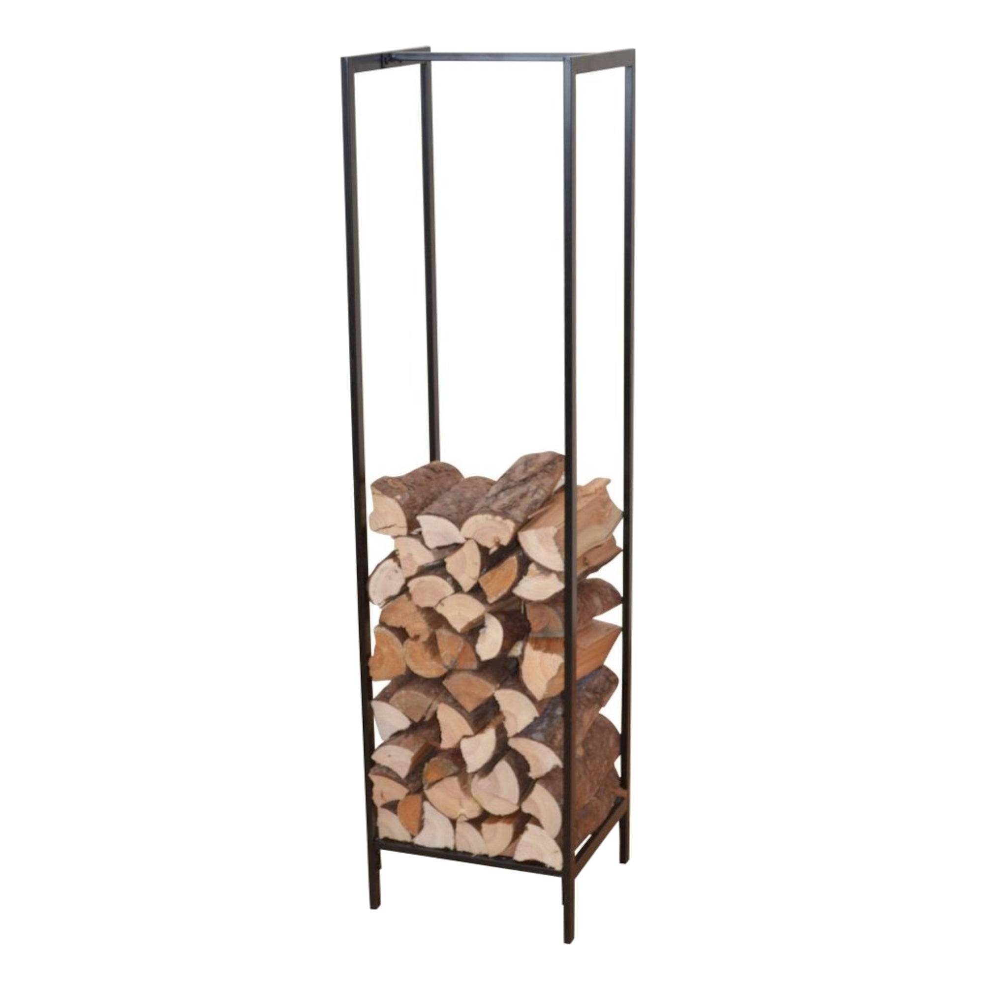 Helloshop26 - Range-bûches pour usage intérieur extérieur porte-bûches design support rangement bois de chauffage pour intérieur / extérieur 140 x 35 x 35 cm noir - Imagen 1