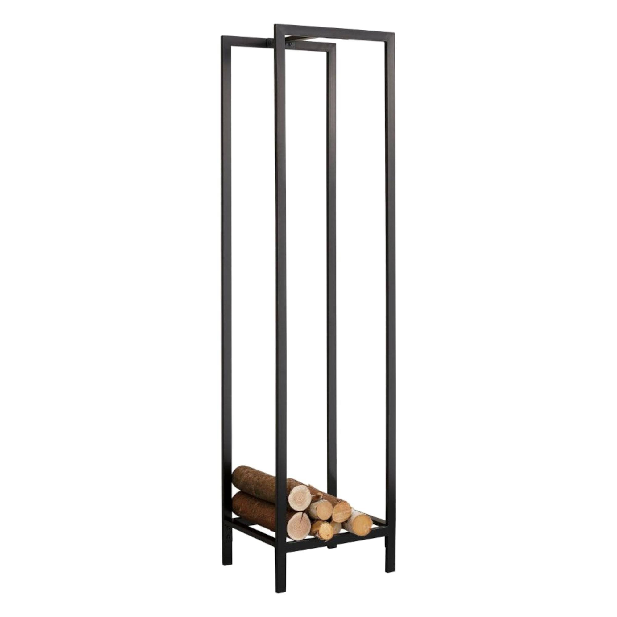 Helloshop26 - Range-bûches pour usage intérieur extérieur porte-bûches design support rangement bois de chauffage pour intérieur / extérieur 140 x 35 x 35 cm noir - Imagen 2