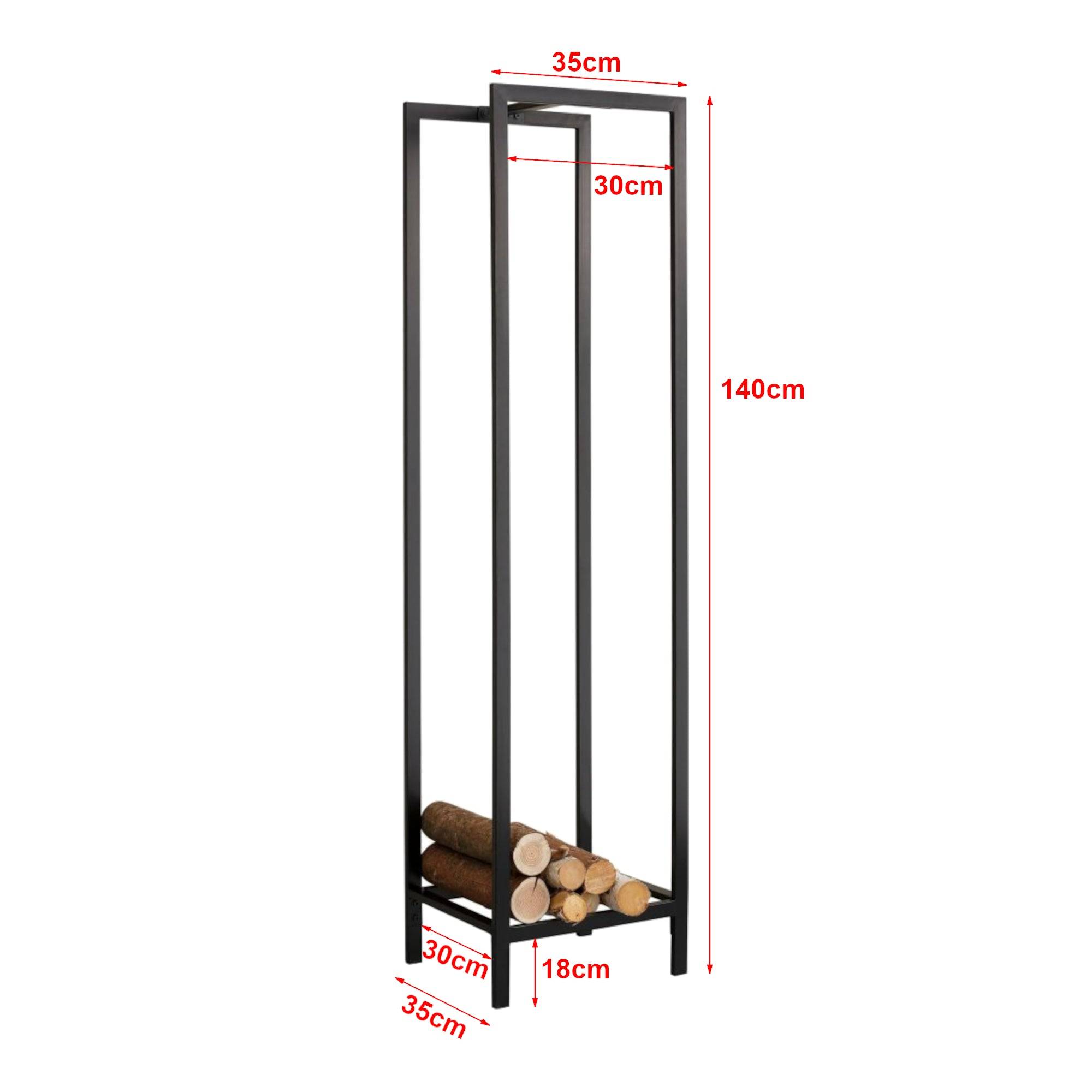 Helloshop26 - Range-bûches pour usage intérieur extérieur porte-bûches design support rangement bois de chauffage pour intérieur / extérieur 140 x 35 x 35 cm noir - Imagen 3