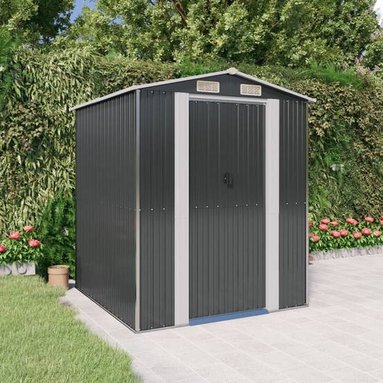 PANGIVO - Abri de jardin avec porte coulissante - Acier galvanisé - Anthracite - 192x191x223 cm - Surface au sol 3,67m² - PANGIVO - Image 2
