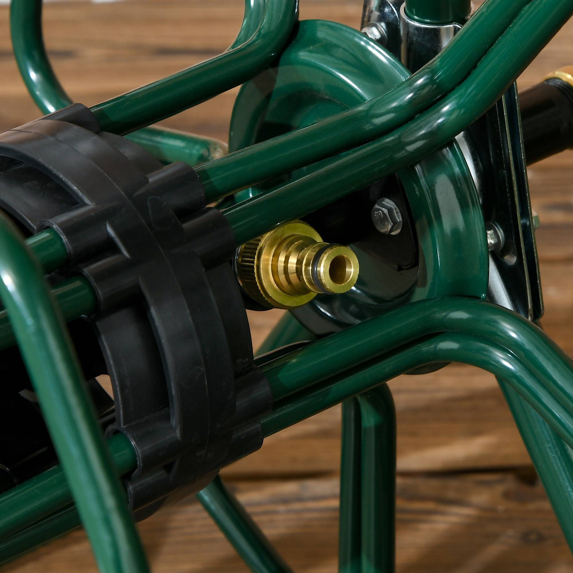 Outsunny - Dévidoir sur 2 roues 30 m - dévidoir métal - dévidoir chariot - enrouleur tuyau d'arrosage - métal vert - Outsunny - Imagen 6