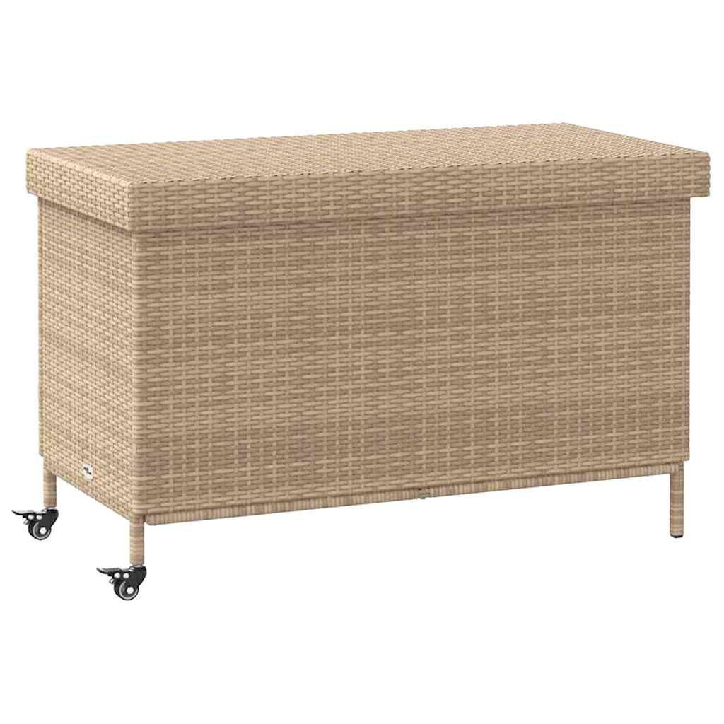 Coffre de Jardin Mobile Résine Tressée Imperméable avec Sac Intérieur pour Coussins Beige 110x55x73 cm – ComfortXL Outdoor Living - Image 2
