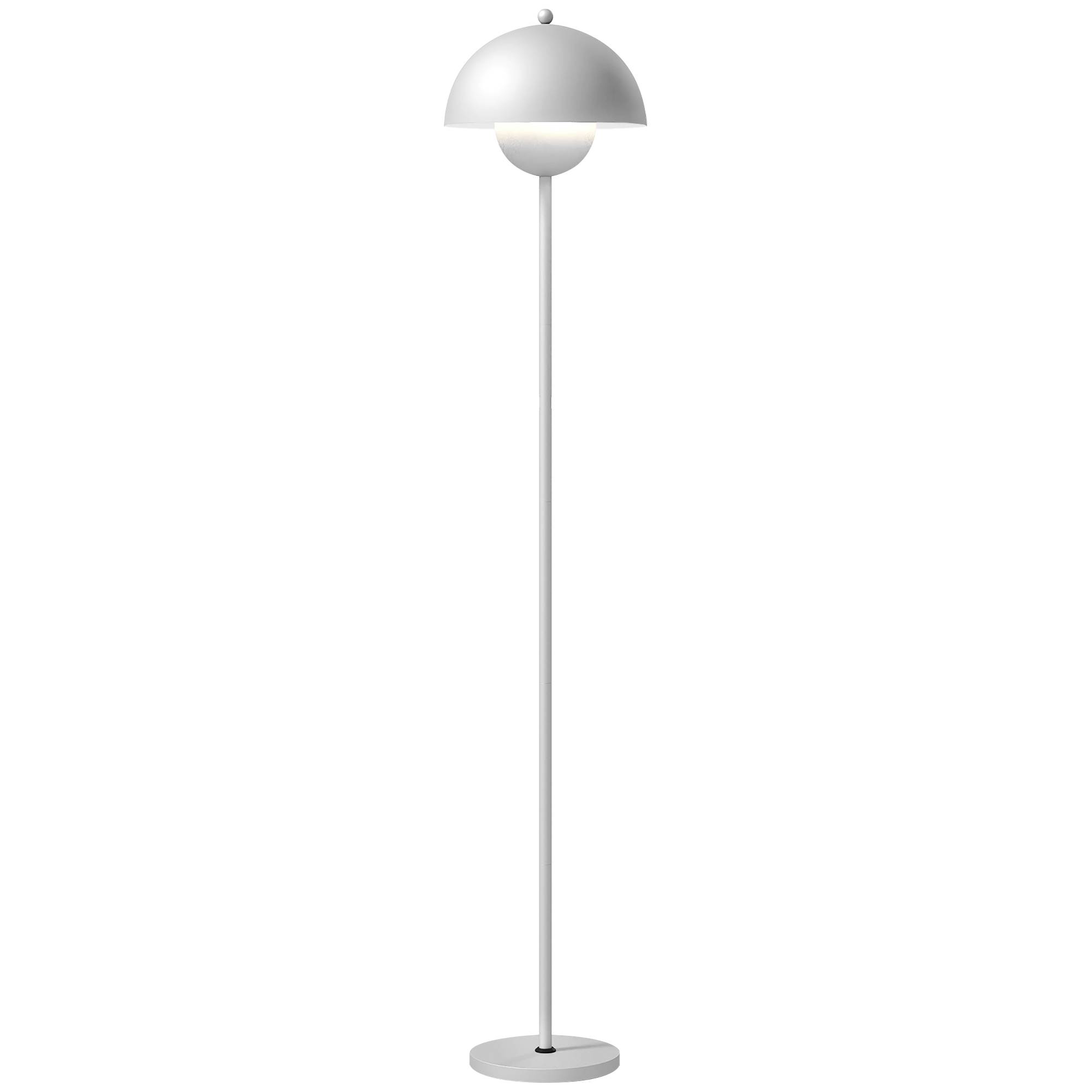 Lampadaire argent abat-jour bol interrupteur au pied douille E27 ampoule non fournie Ø30 × 155 cm salon