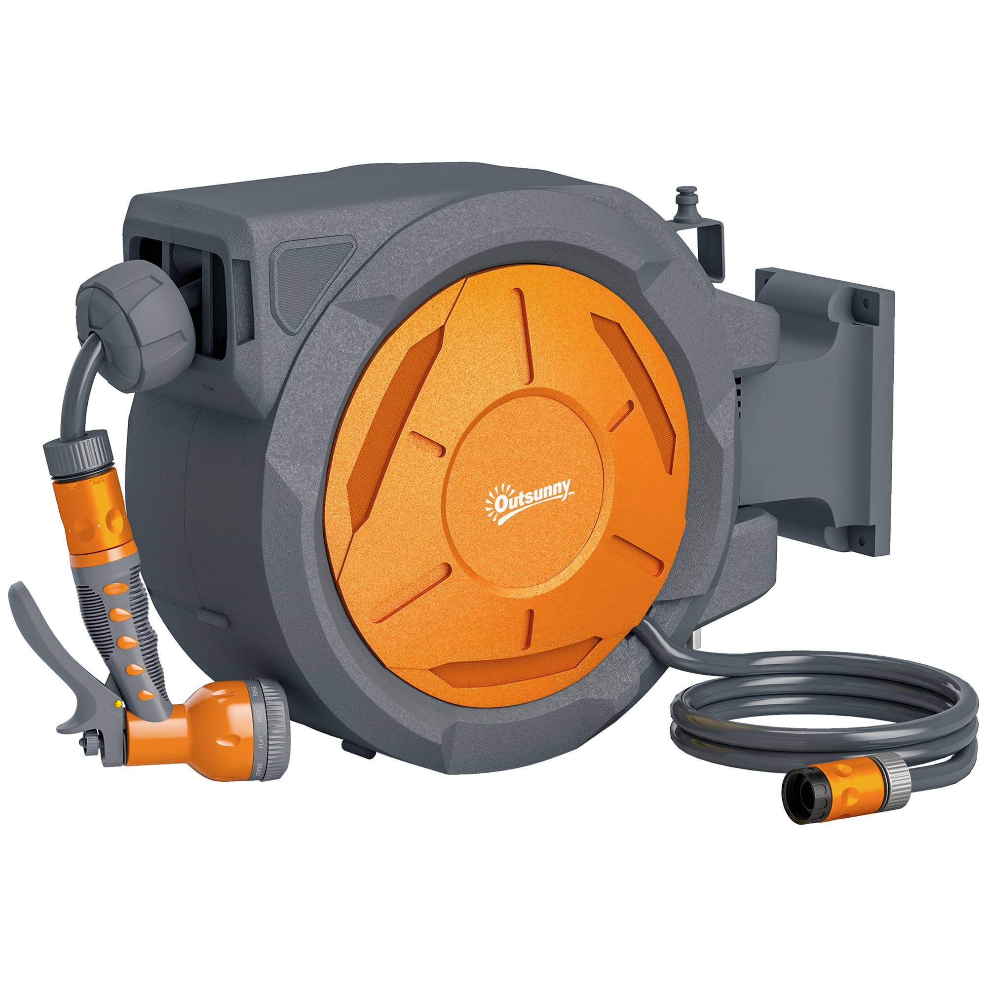 ComfortXL - Enrouleur de tuyau d'arrosage mural automatique en PP orange 30 m Ø 15 mm pivotant à 180° pour jardin et terrasse - Image 10