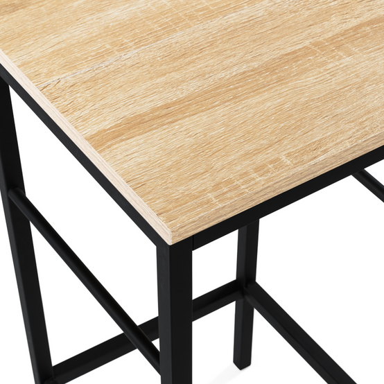 Ensemble table de bar îlot JUNO bois noir avec plateau façon hêtre et 2 tabourets de bar DETROIT - Image 7