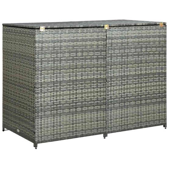 Abri de poubelle double résine tressée anthracite 148 x 77 x 111 cm - PANGIVO - Image 2