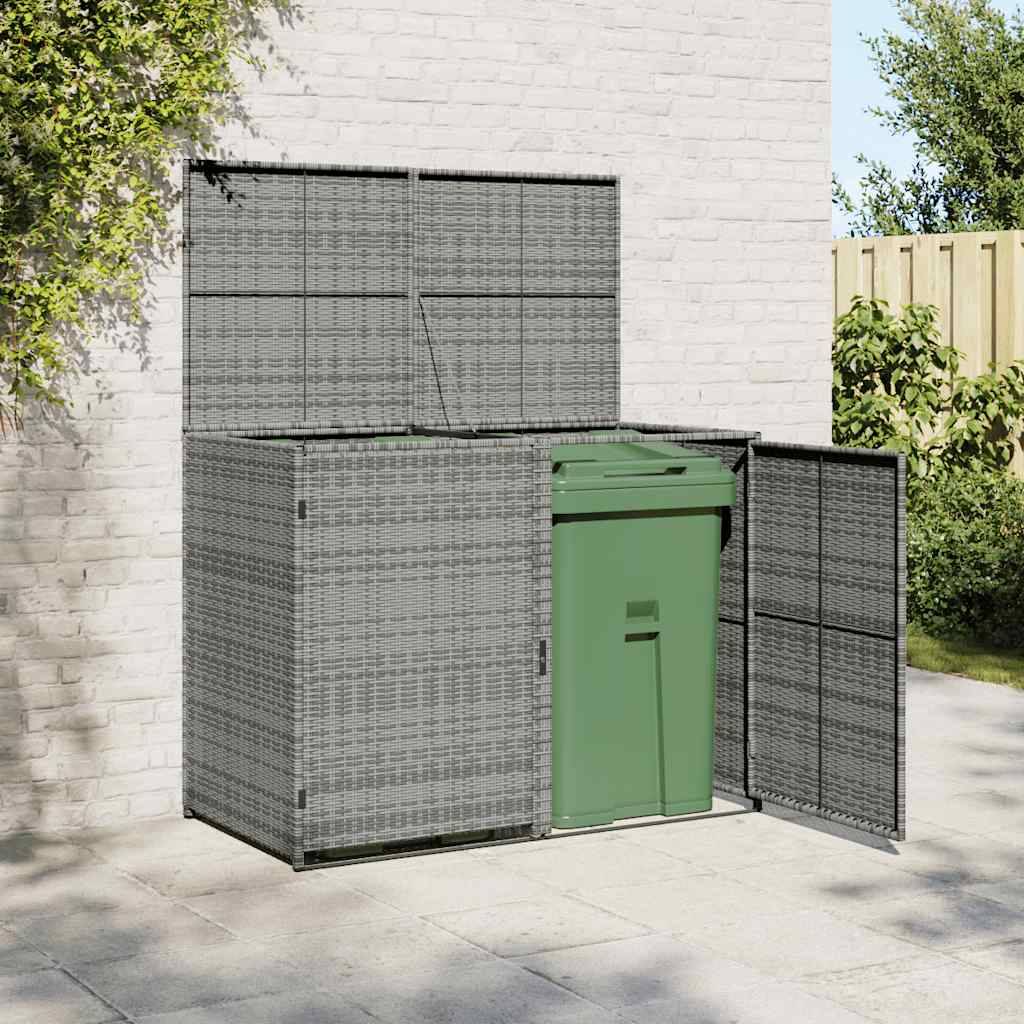 Abri de poubelle double résine tressée anthracite 148 x 77 x 111 cm - PANGIVO