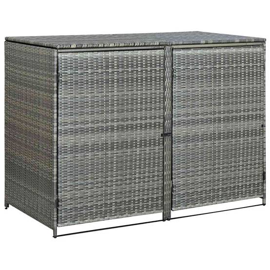 Abri de poubelle double résine tressée anthracite 148 x 77 x 111 cm - PANGIVO - Image 5