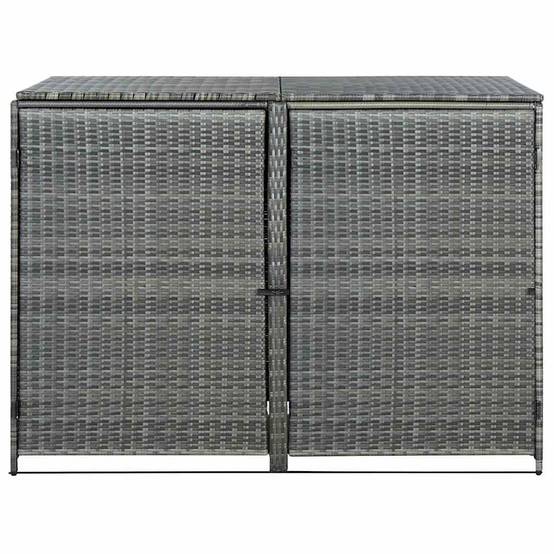 Abri de poubelle double résine tressée anthracite 148 x 77 x 111 cm - PANGIVO - Image 4