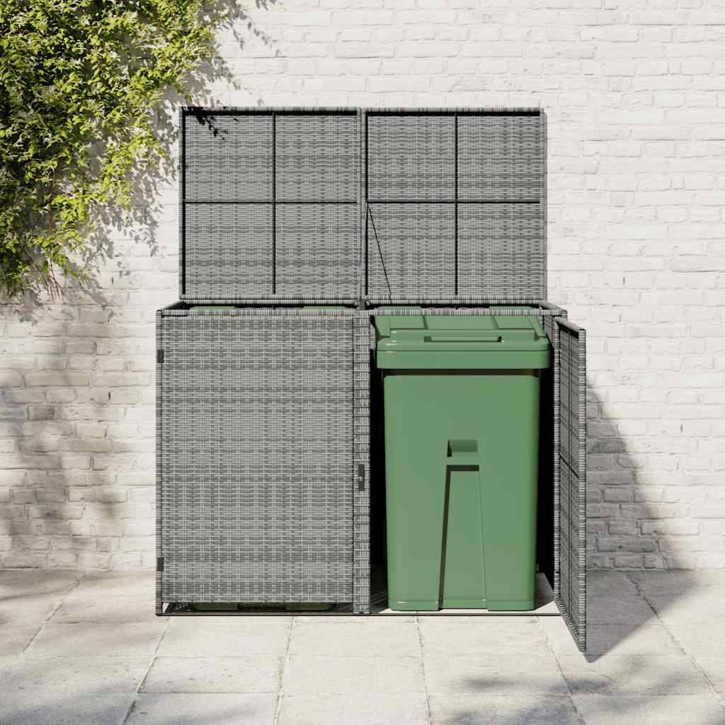 Abri de poubelle double résine tressée anthracite 148 x 77 x 111 cm - PANGIVO - Image 3