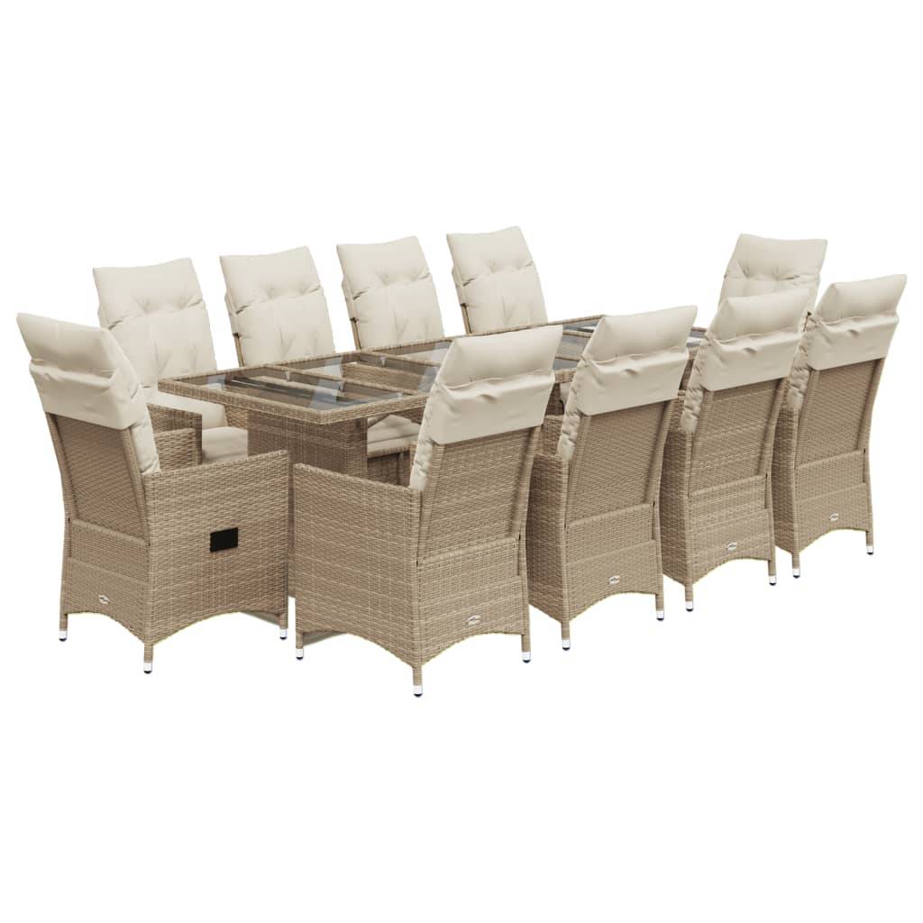 Table et chaises de jardin 10 personnes résine tressée fauteuils inclinables Beige – ComfortXL Outdoor Living - Image 2