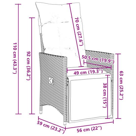 Table et chaises de jardin 10 personnes résine tressée fauteuils inclinables Beige – ComfortXL Outdoor Living - Image 9