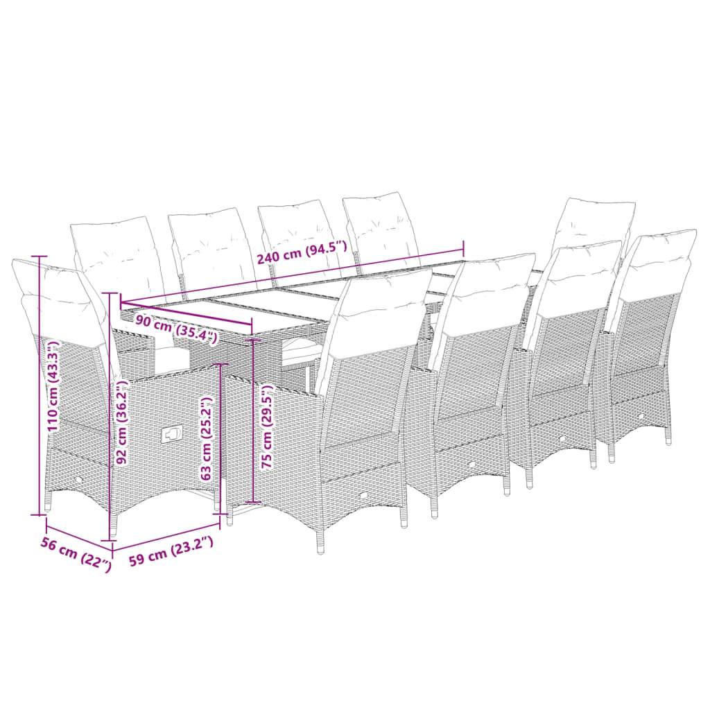 Table et chaises de jardin 10 personnes résine tressée fauteuils inclinables Beige – ComfortXL Outdoor Living - Image 7