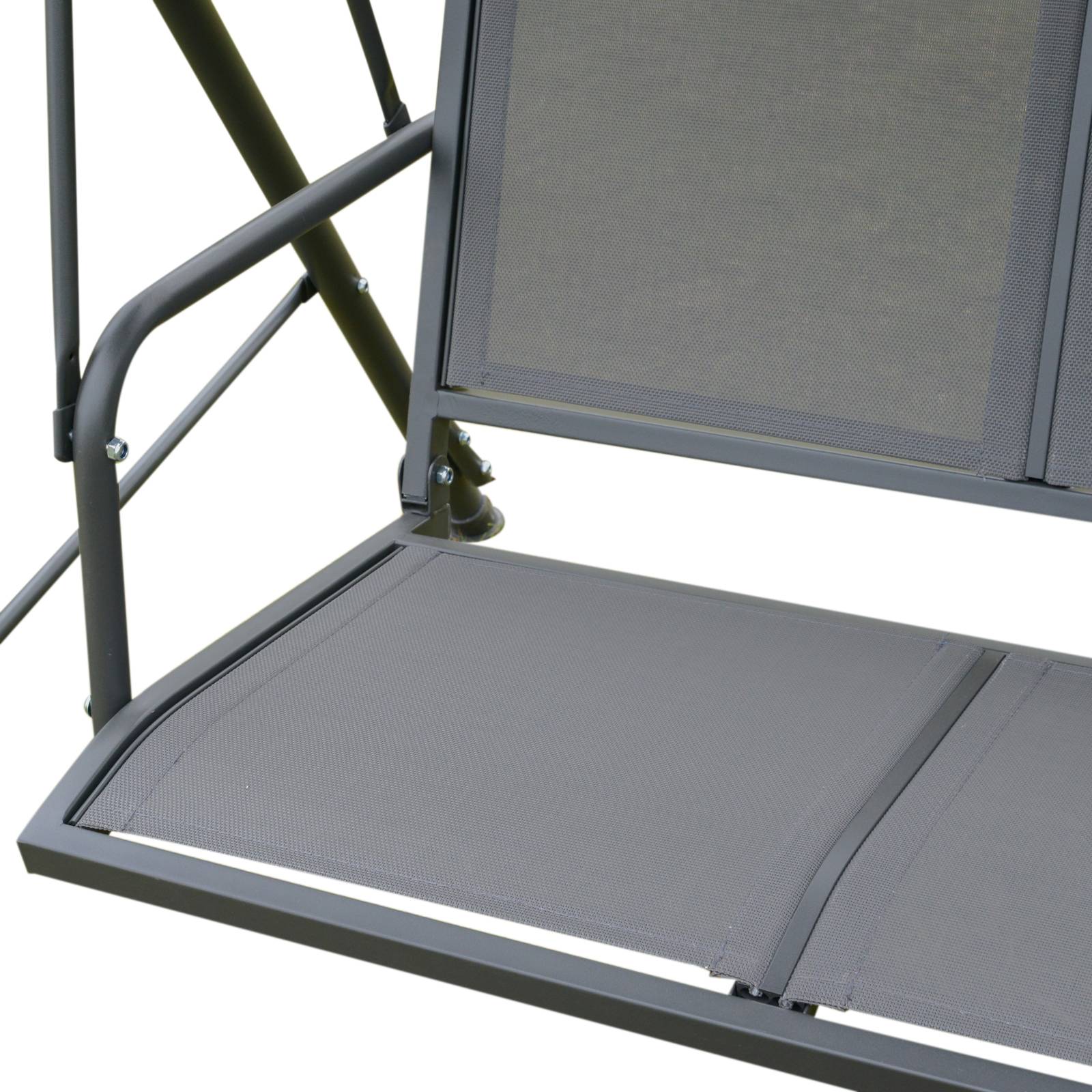 Outsunny - Balancelle de jardin 3 places grand confort toit inclinaison réglable assise et dossier ergonomique acier textilène gris - Outsunny - Image 6