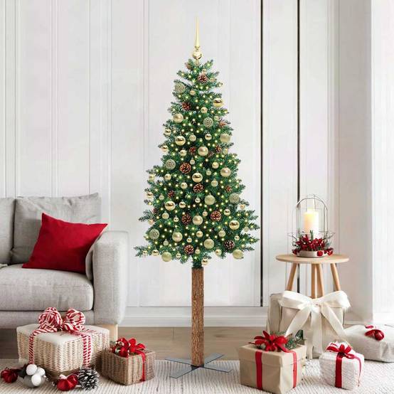 Vidaxl - Sapin de Noël mince Vert 180 cm PVC et bois de pin massif vidaXL 3394868 - Image 1
