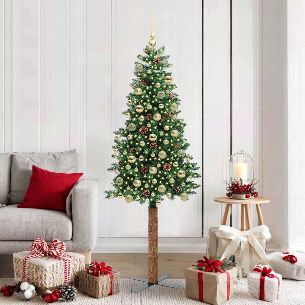 Vidaxl - Sapin de Noël mince Vert 180 cm PVC et bois de pin massif vidaXL 3394868 - Image 1