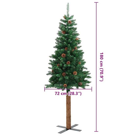 Vidaxl - Sapin de Noël mince Vert 180 cm PVC et bois de pin massif vidaXL 3394868 - Image 3