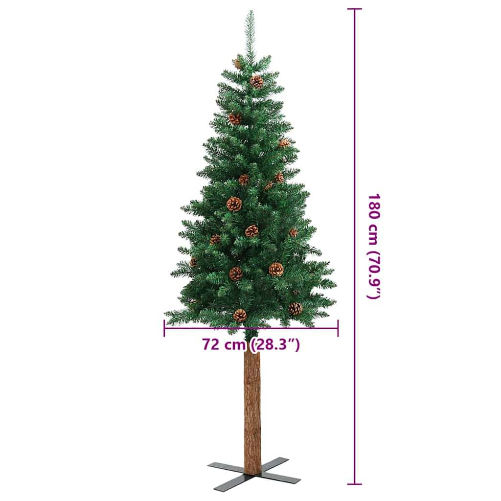 Vidaxl - Sapin de Noël mince Vert 180 cm PVC et bois de pin massif vidaXL 3394868 - Image 3