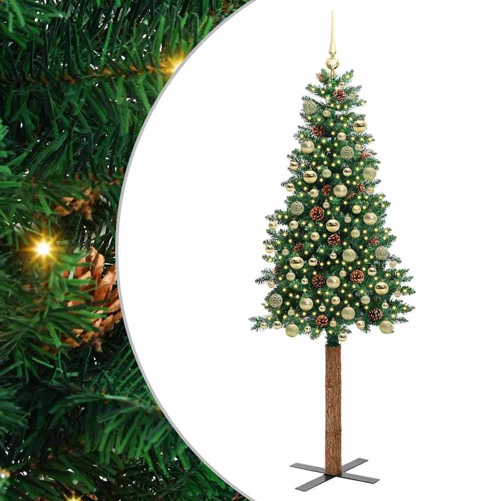 Vidaxl - Sapin de Noël mince Vert 180 cm PVC et bois de pin massif vidaXL 3394868 - Image 2
