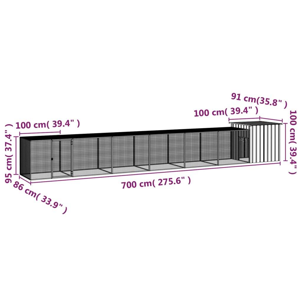 Vidaxl - Poulailler Anthracite 700x91x100 cm Acier galvanisé vidaXL 3106456 - Imagen 3