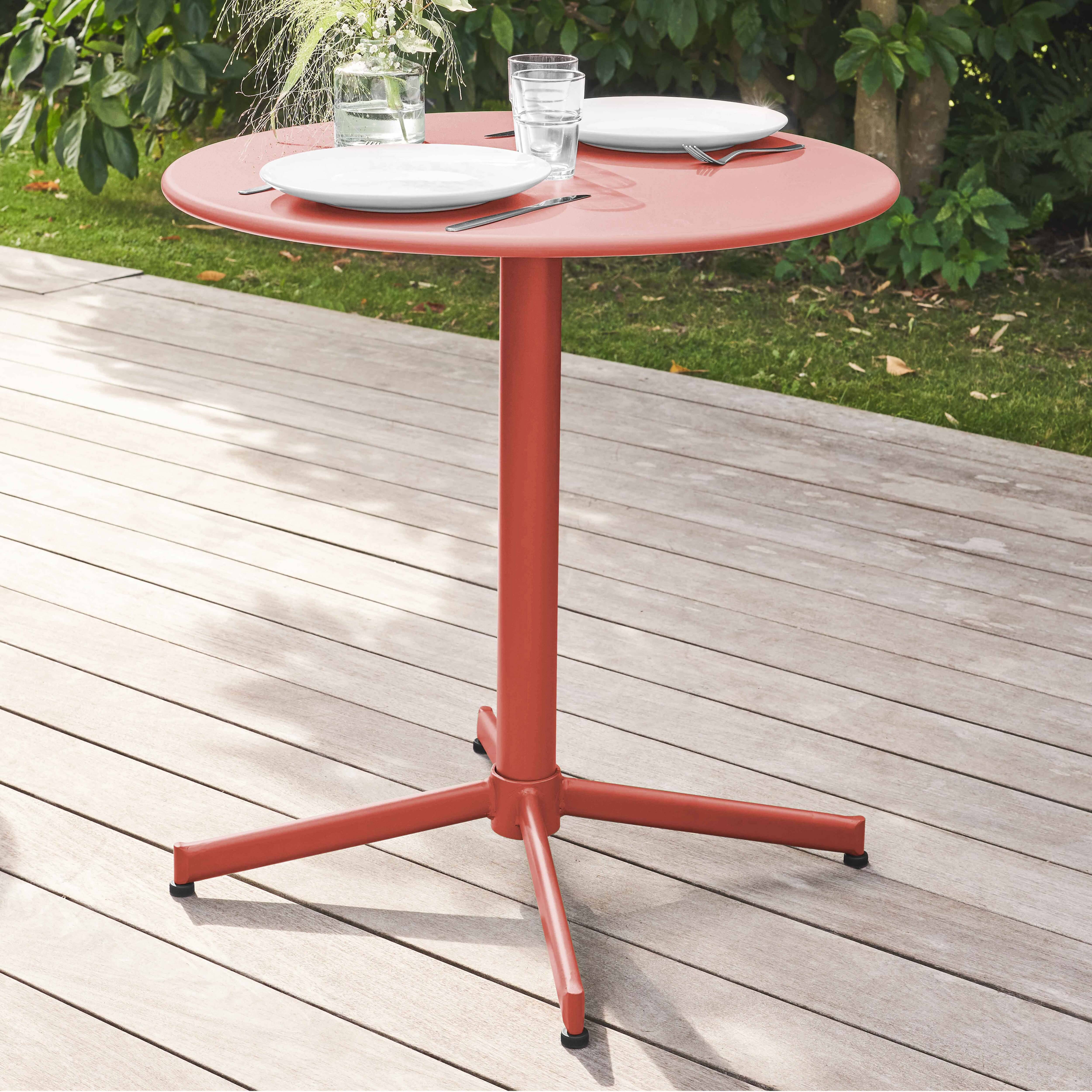 Oviala - Ensemble table de jardin et 2 fauteuils métal argile Palavas - Oviala - Imagen 4