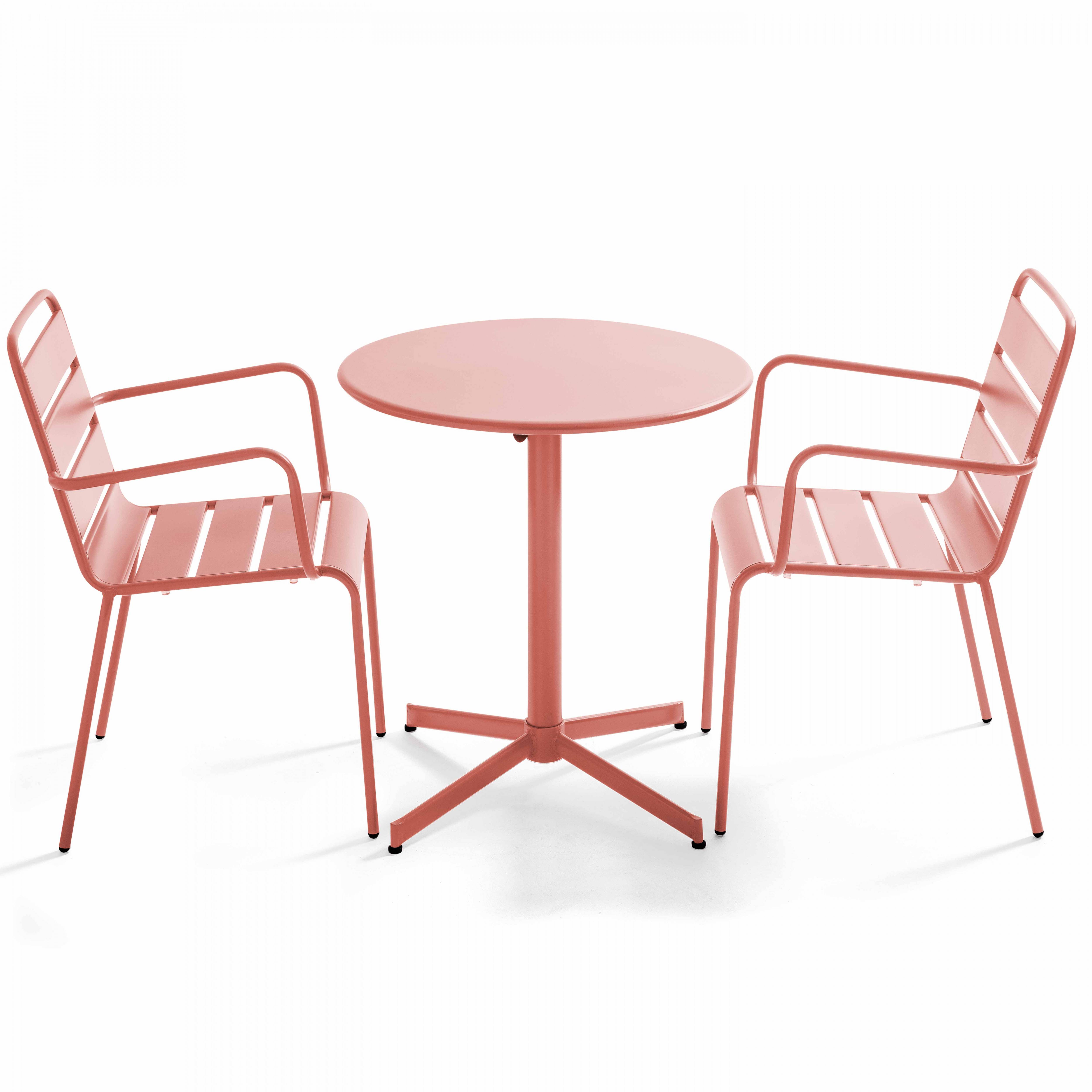 Oviala - Ensemble table de jardin et 2 fauteuils métal argile Palavas - Oviala - Imagen 1