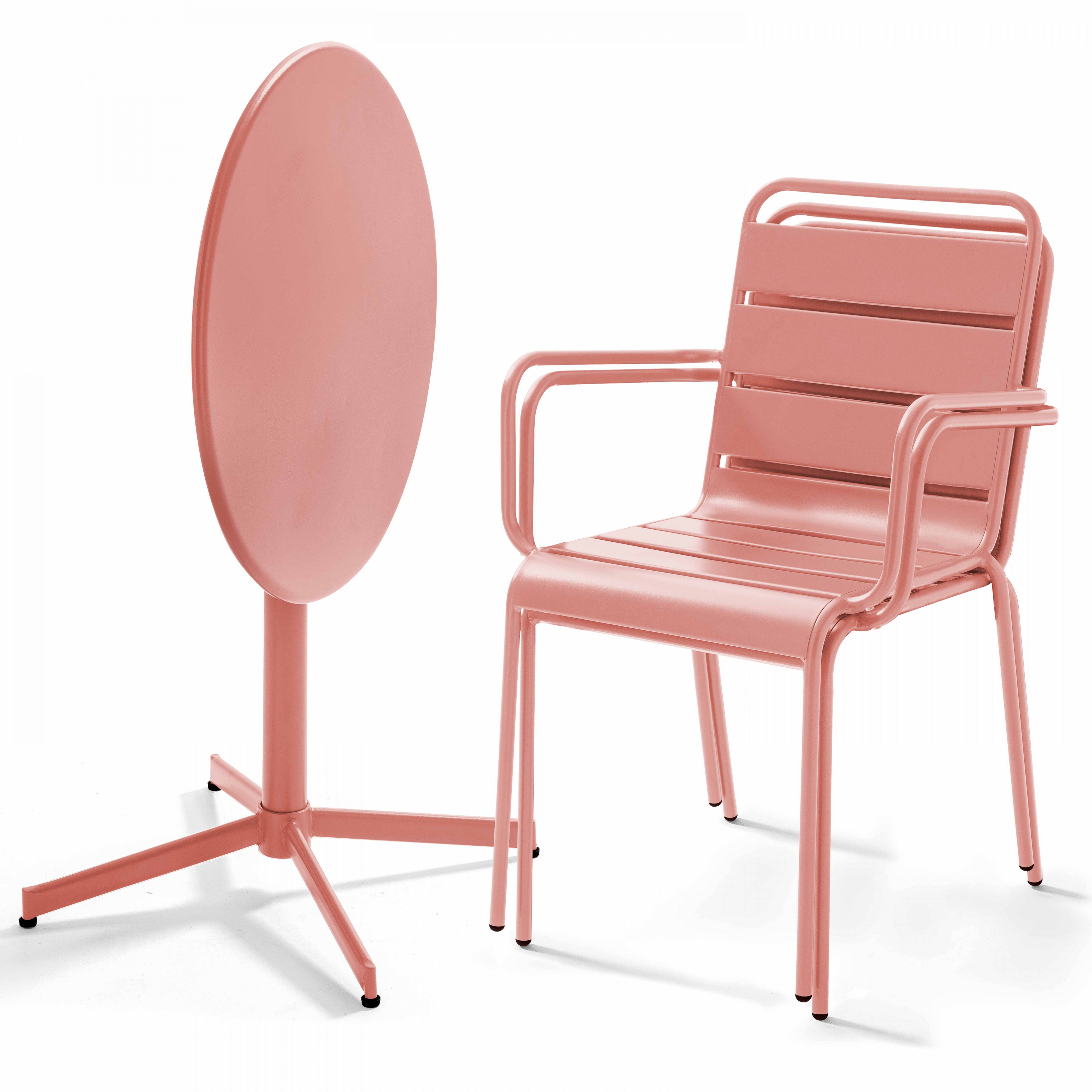 Oviala - Ensemble table de jardin et 2 fauteuils métal argile Palavas - Oviala - Imagen 2