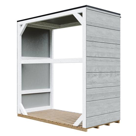 Timbela - Abri à bûches extérieur 1,14 m² / 75x153xH159 cm - Remise extérieure pour bois de chauffage résistante aux intempéries - Timbela M980-1-TUNDRA GREY - Image 2
