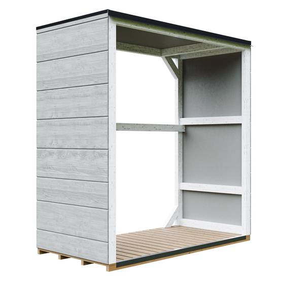 Timbela - Abri à bûches extérieur 1,14 m² / 75x153xH159 cm - Remise extérieure pour bois de chauffage résistante aux intempéries - Timbela M980-1-TUNDRA GREY - Image 1