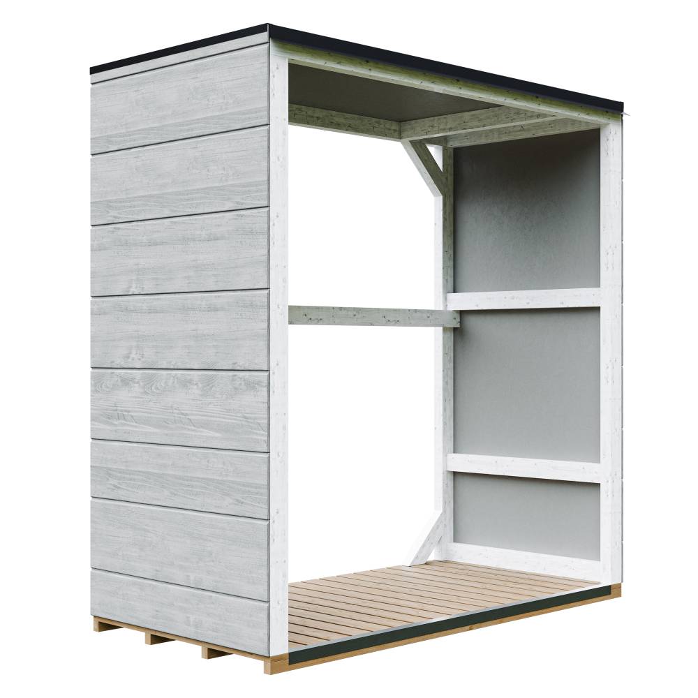 Timbela - Abri à bûches extérieur 1,14 m² / 75x153xH159 cm - Remise extérieure pour bois de chauffage résistante aux intempéries - Timbela M980-1-TUNDRA GREY - Image 1