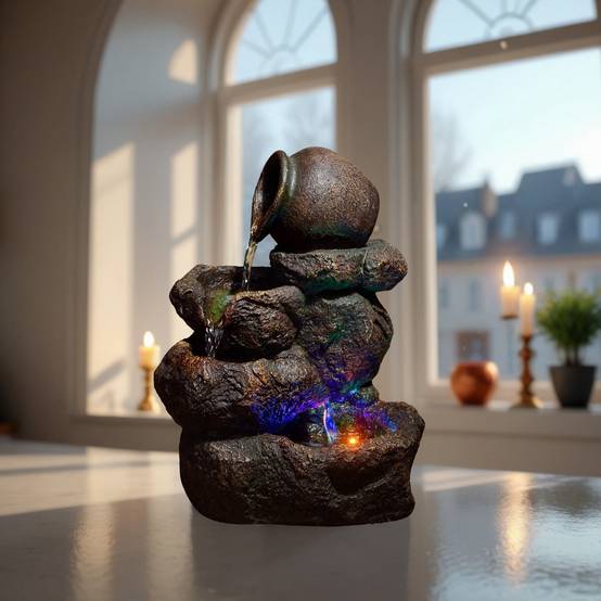Petite fontaine d'intérieur avec un bhoudda en méditation Petite fontaine d'intérieur avec un bhoudda en méditation